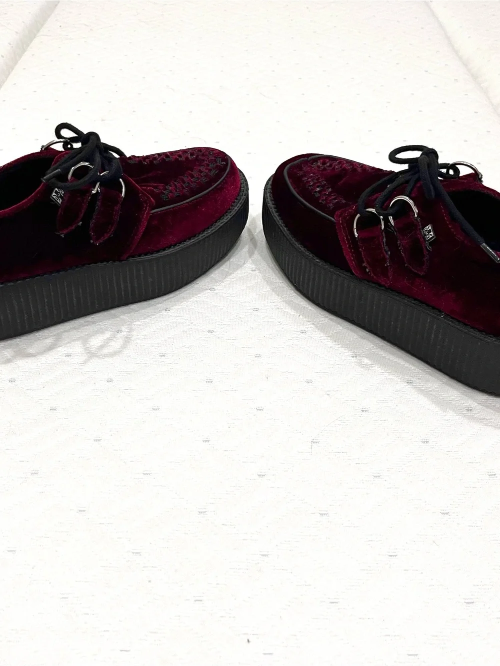 T.U.K. Velvet Creeper Shoes Burgundy Women Size 7 / Men Size 5 Unisex